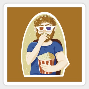 Movie man eating popcorn Sticker